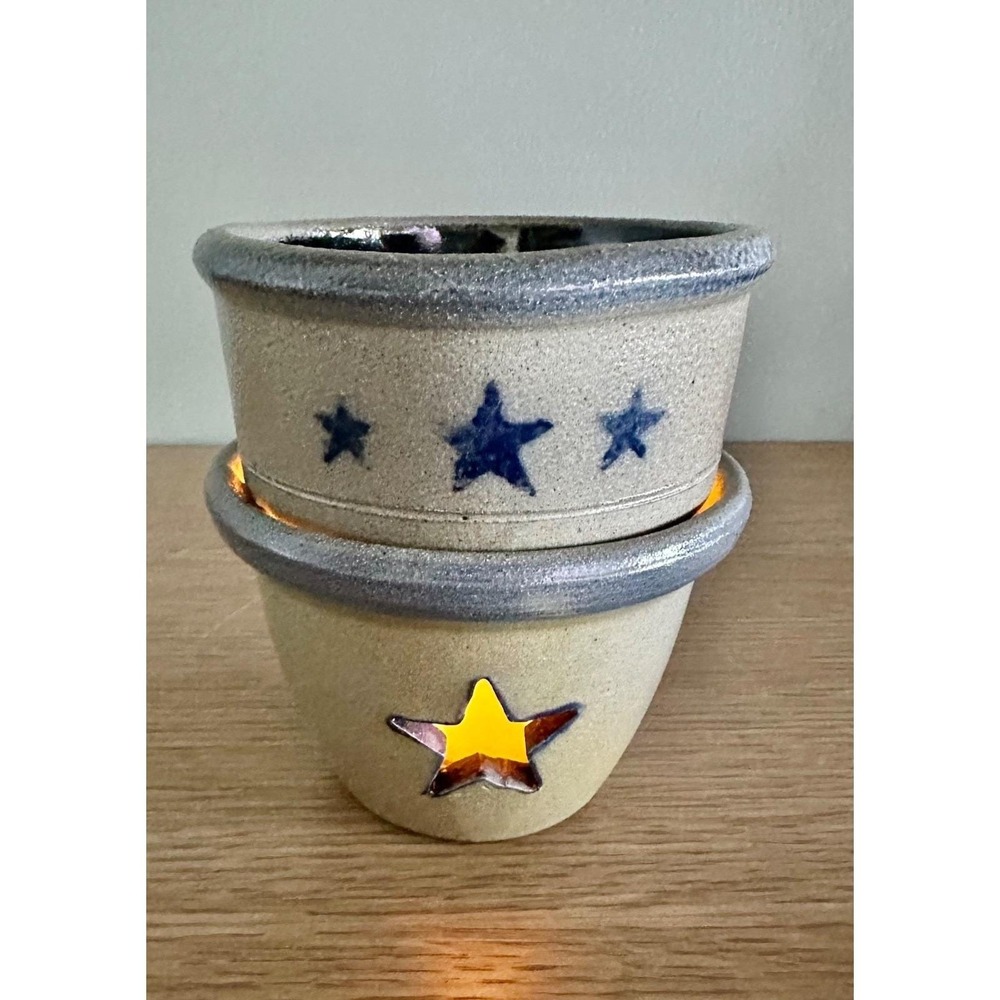 Rowe Pottery Works 1999 Star Wax Tart Warmer Candle Holder Set
